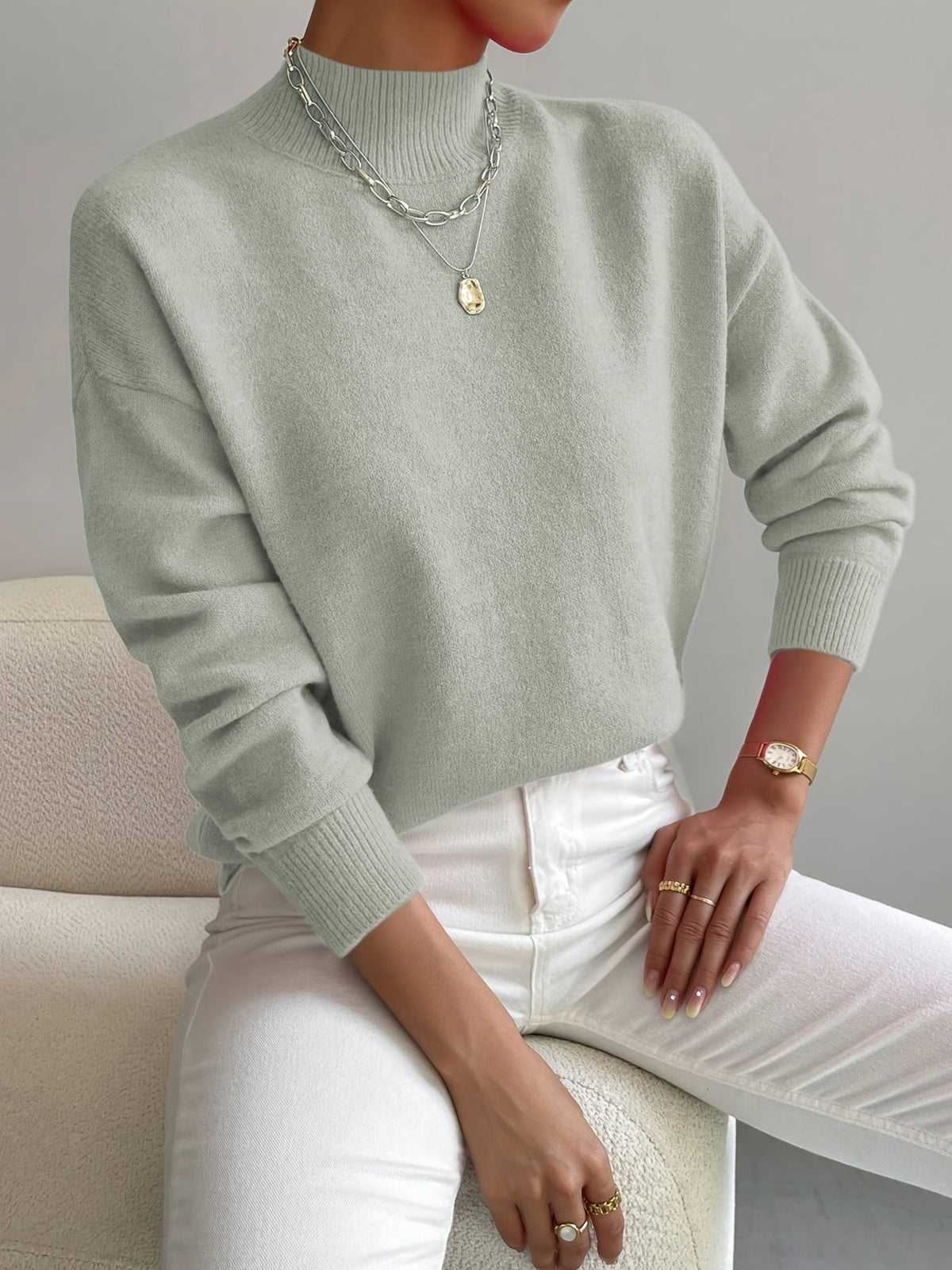Women's Mock Neck Pullover Sweater