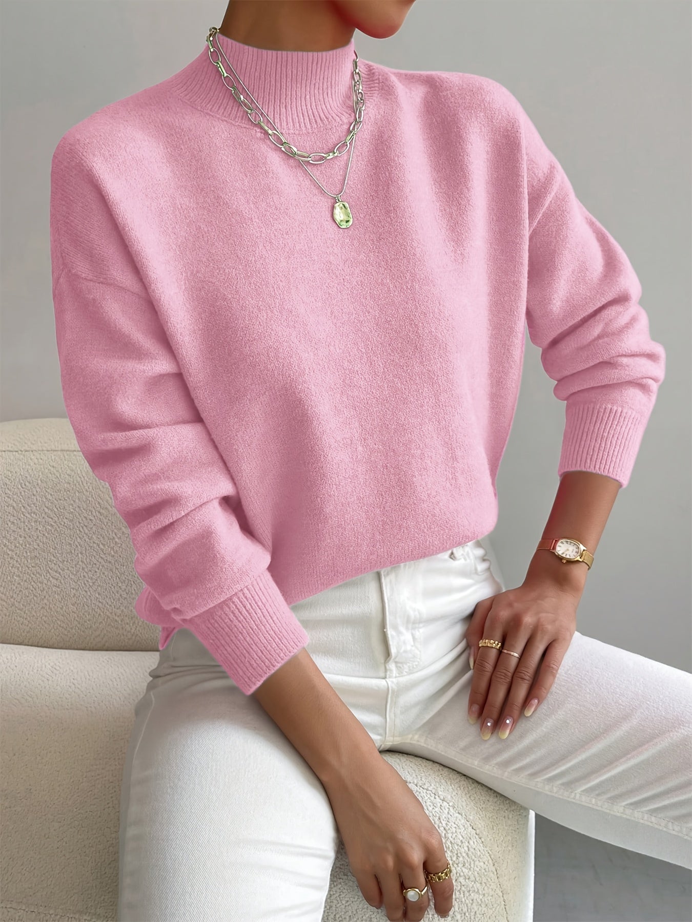 Women's Mock Neck Pullover Sweater