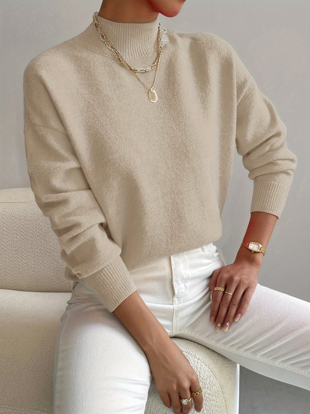 Women's Mock Neck Pullover Sweater