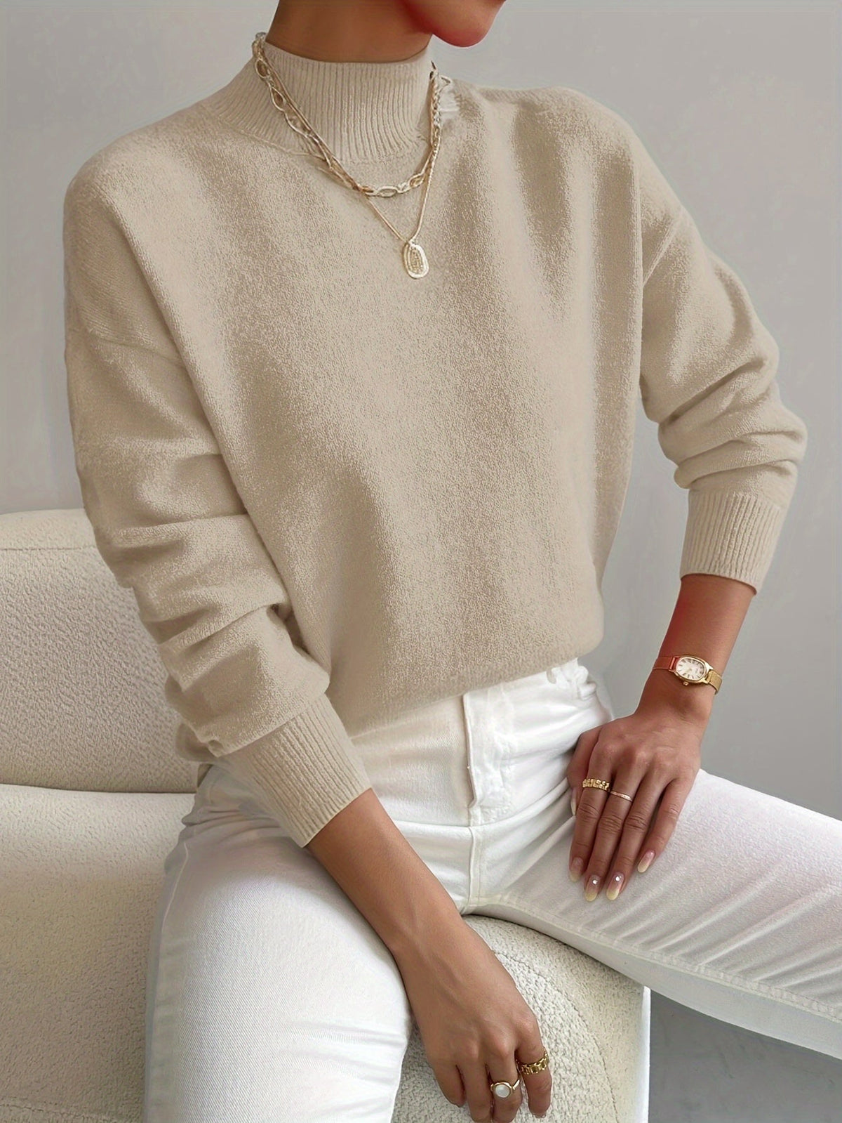 Women's Mock Neck Pullover Sweater