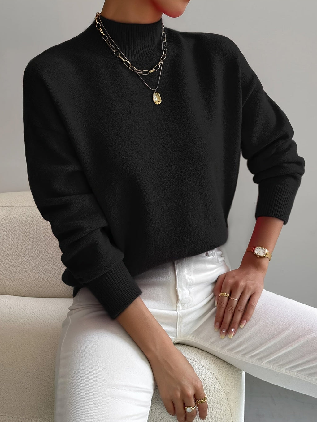 Women's Mock Neck Pullover Sweater