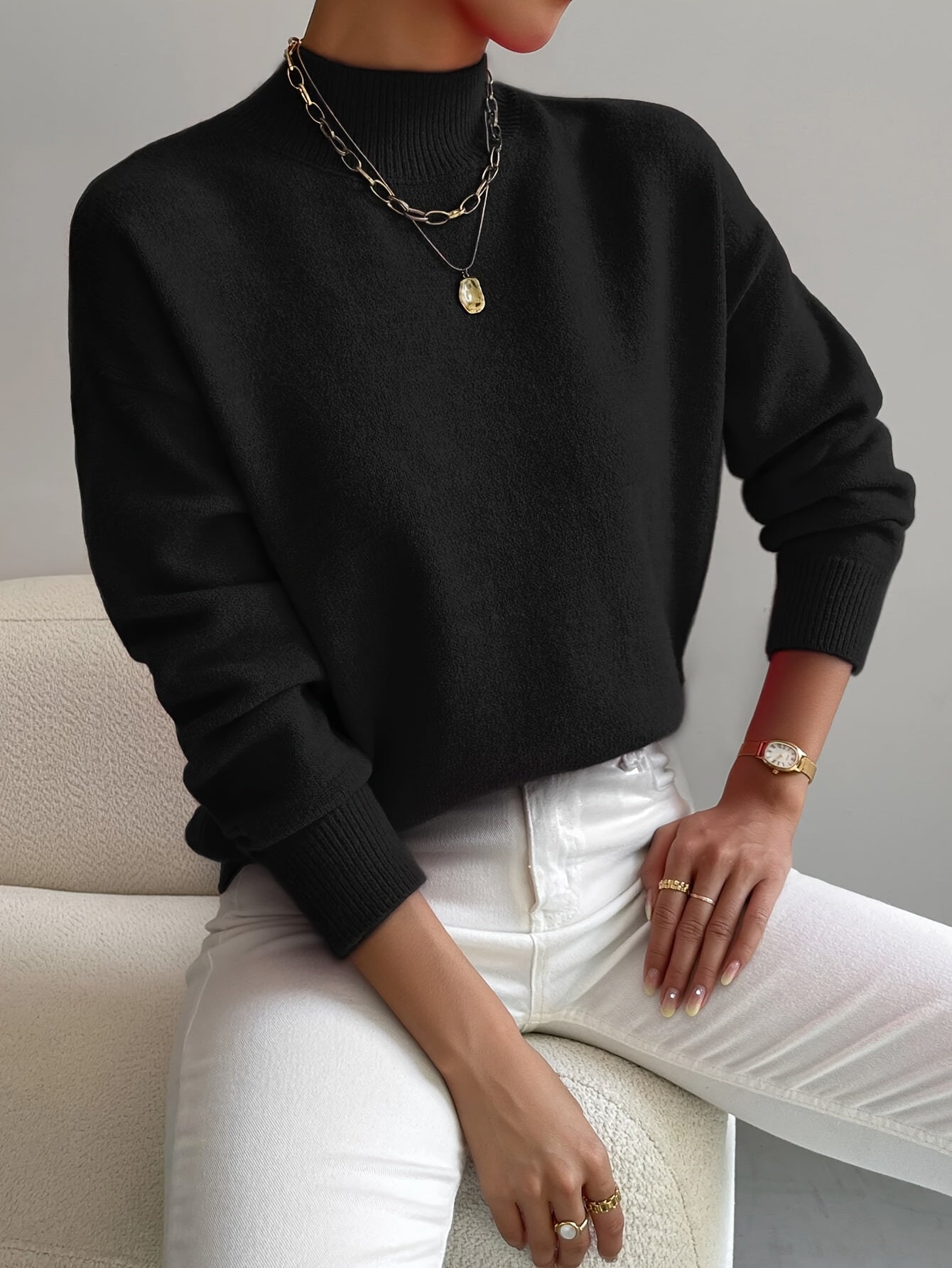 Women's Mock Neck Pullover Sweater