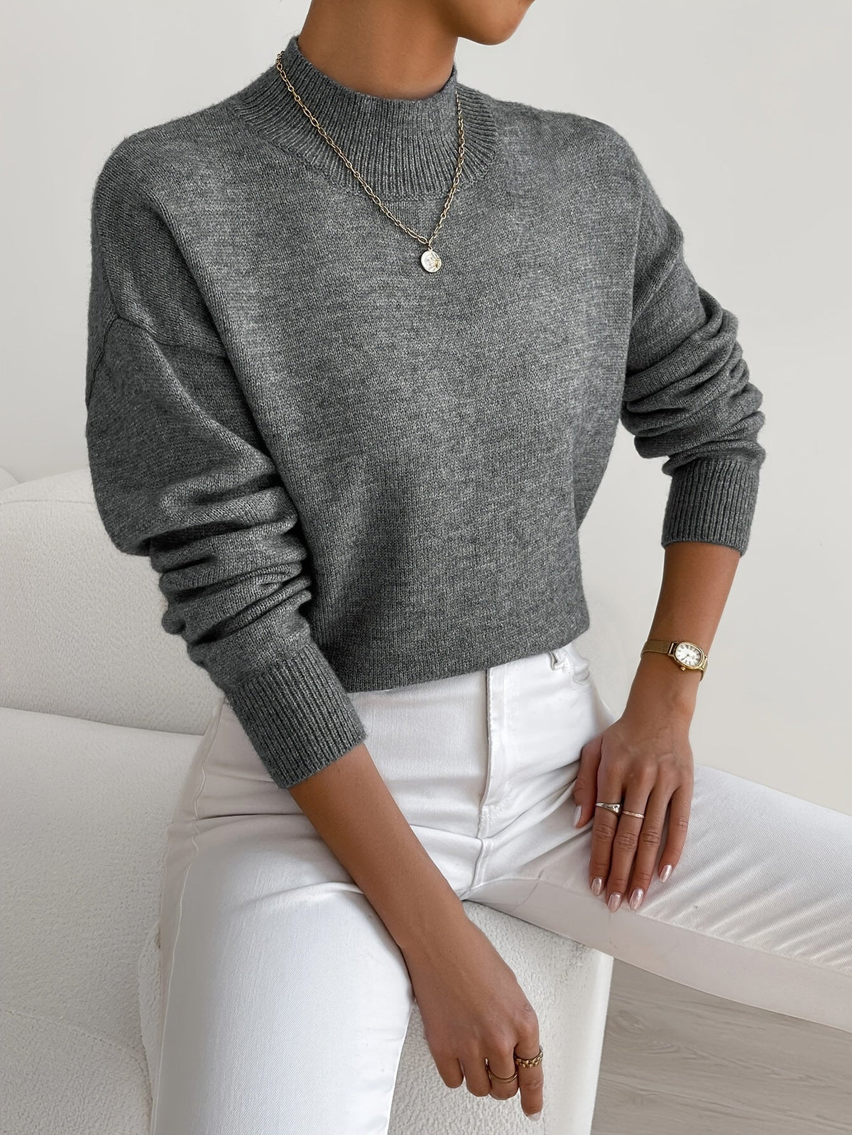 Women's Mock Neck Pullover Sweater