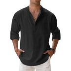 Men's Cotton Linen Shirt Lightweight Breathable Comfortable Stylish Casual