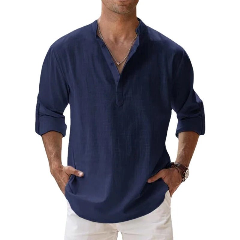 Men's Cotton Linen Shirt Lightweight Breathable Comfortable Stylish Casual