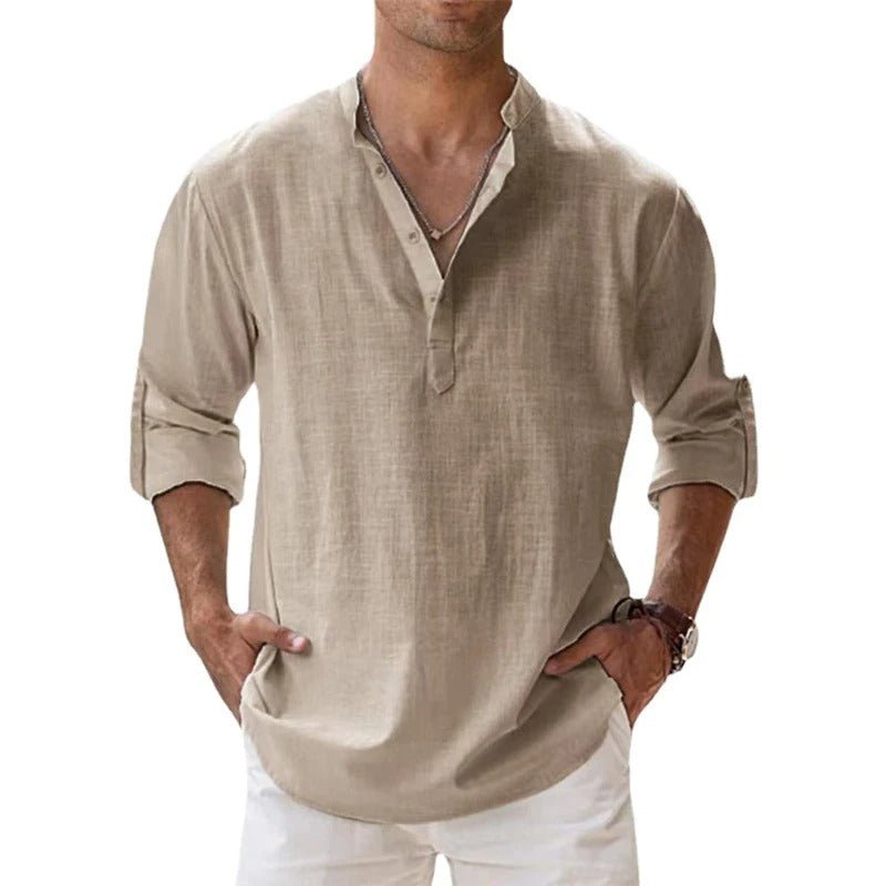 Men's Cotton Linen Shirt Lightweight Breathable Comfortable Stylish Casual