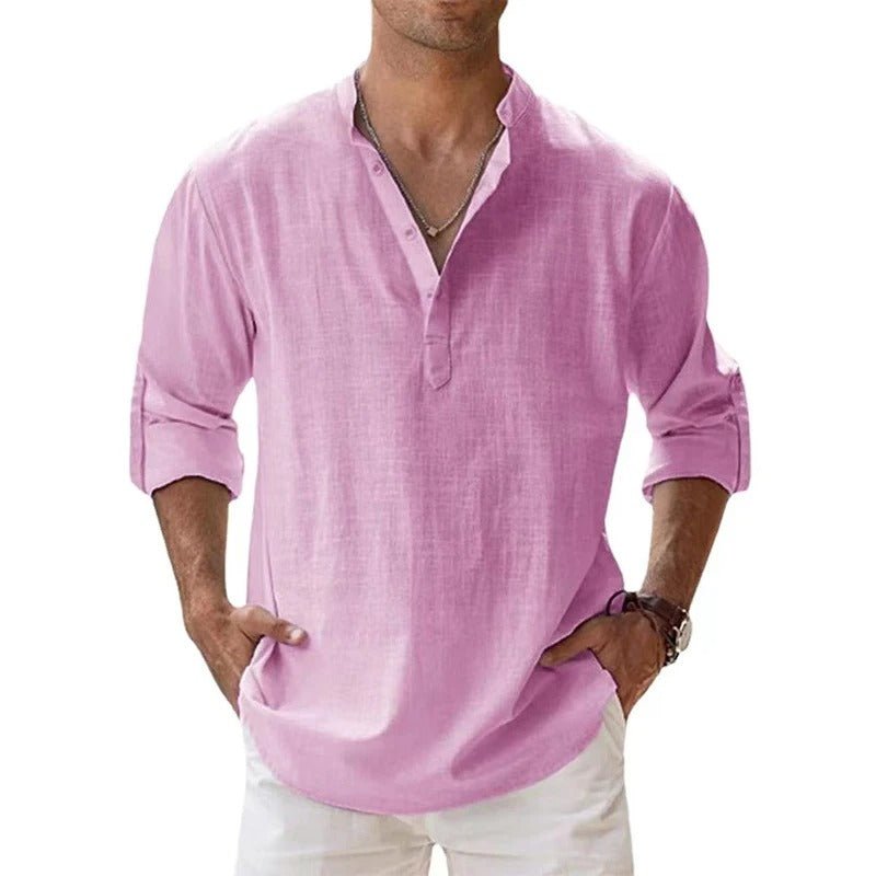 Men's Cotton Linen Shirt Lightweight Breathable Comfortable Stylish Casual