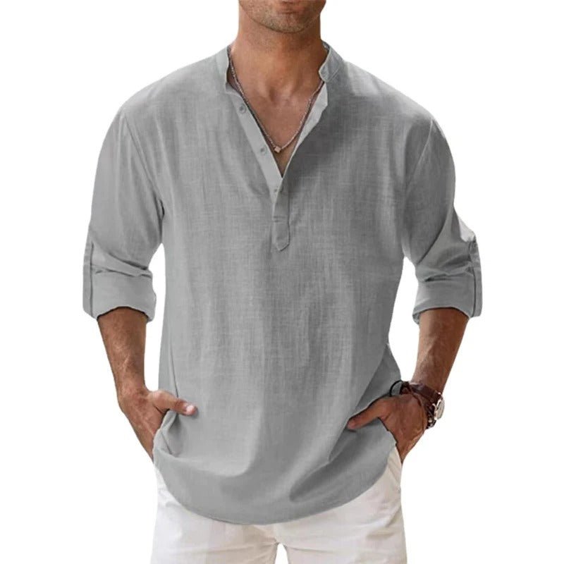 Men's Cotton Linen Shirt Lightweight Breathable Comfortable Stylish Casual