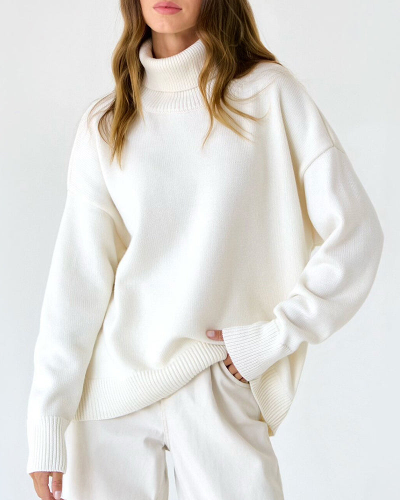 Women's Oversized Turtleneck Sweater – Relaxed Winter Knit