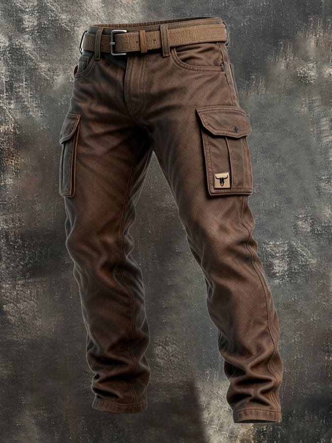 Men's Slim Fit Cargo Trousers Utility Pocket Streetwear Style