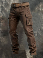 Men's Slim Fit Cargo Trousers Utility Pocket Streetwear Style