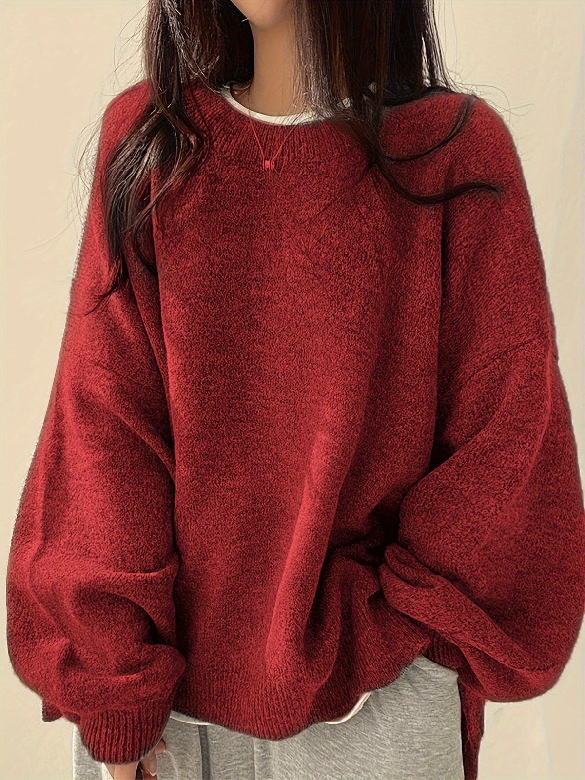 Women's Heavyweight Crew Neck Sweater for Cold Days