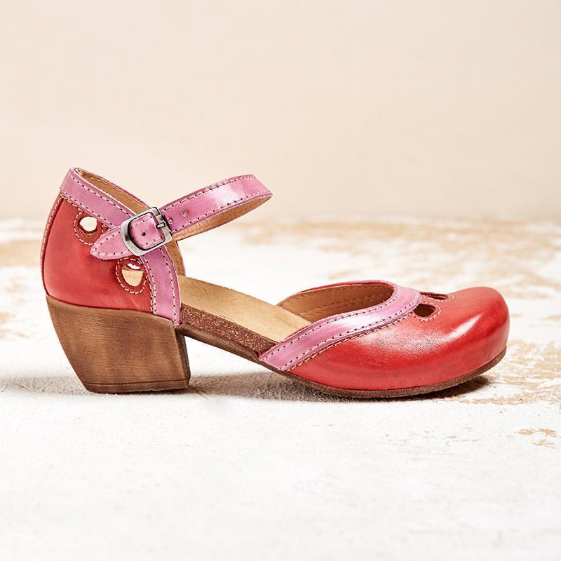 Women's Contrast-Panel Ankle Strap Flats with Cutout Details