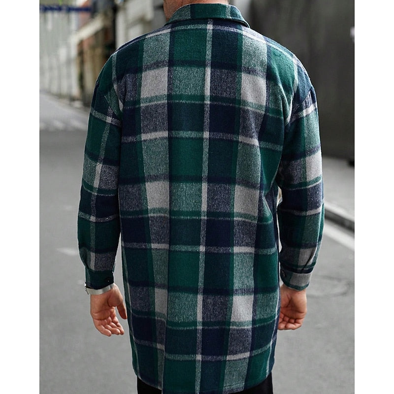 Women's Plaid Button-Up Shacket with Utility Pockets