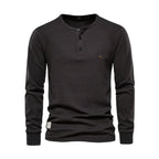 Men's Henley Shirt Long Sleeve Button Neck Casual Top