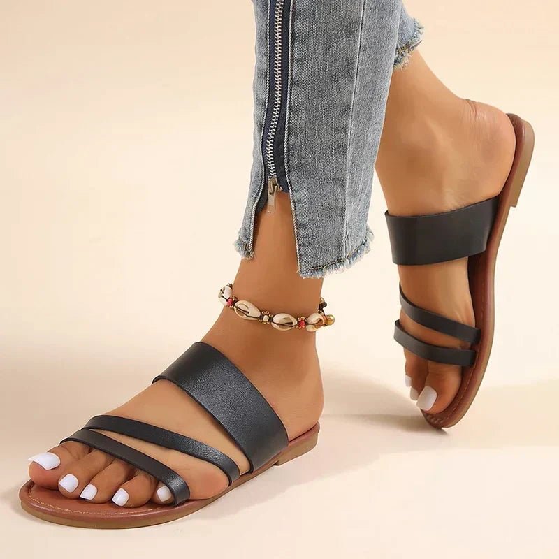 Women's Cross-Strap Sandals Cushioned Flat Slip-On Summer