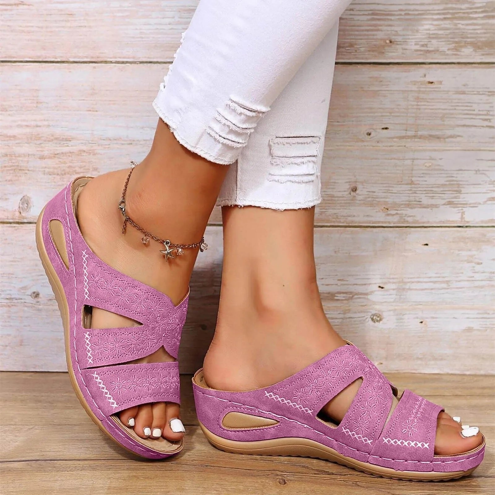 Women's Cross-Strap Sandals Orthopedic Adjustable Comfort