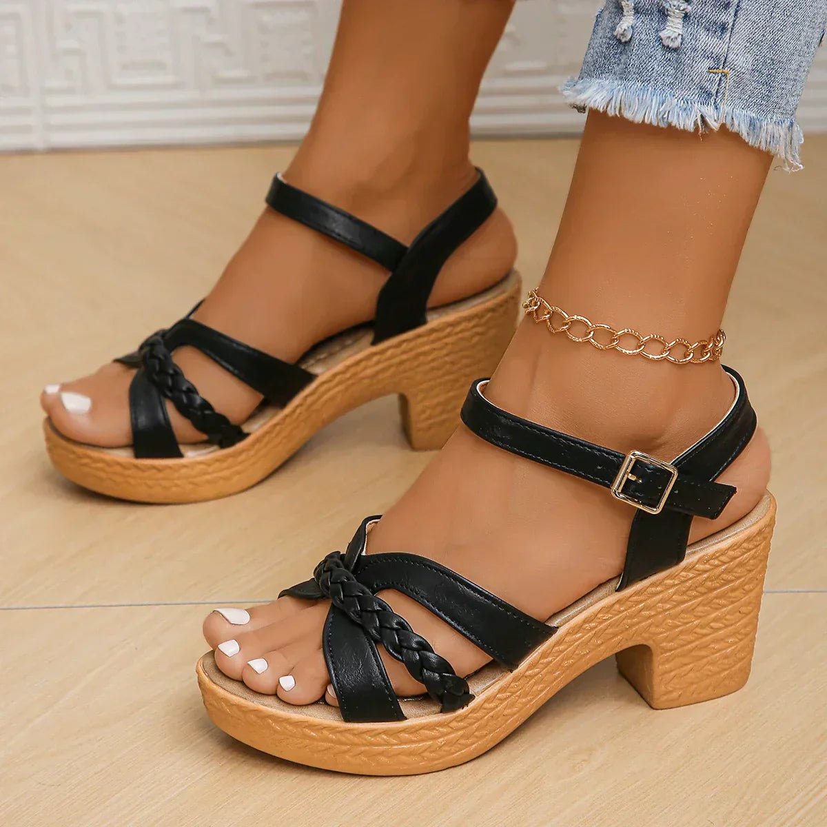 Women's Cross-Strap Sandals Women Adjustable Woven Sole Comfort