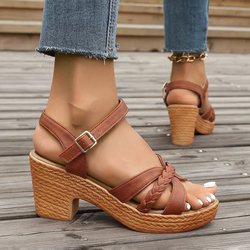 Women's Cross-Strap Sandals Women Adjustable Woven Sole Comfort