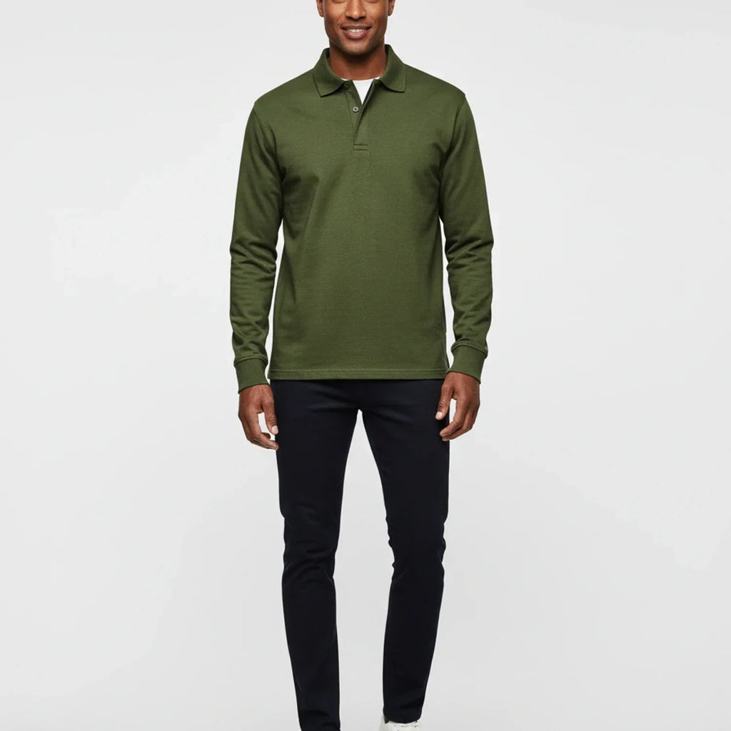 Men's Smart Casual Polo Shirt Long Sleeve Collared Top