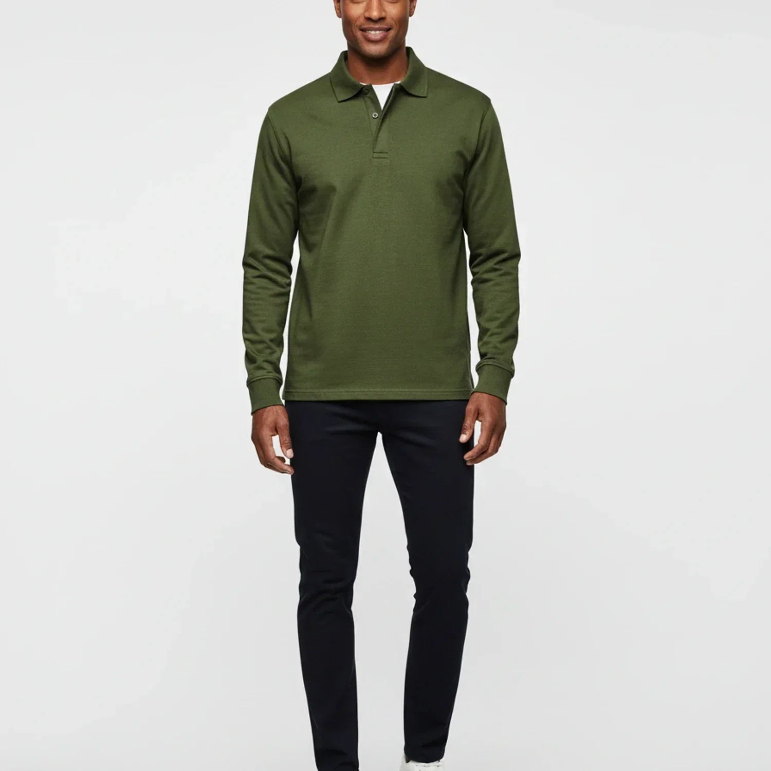 Men's Smart Casual Polo Shirt Long Sleeve Collared Top