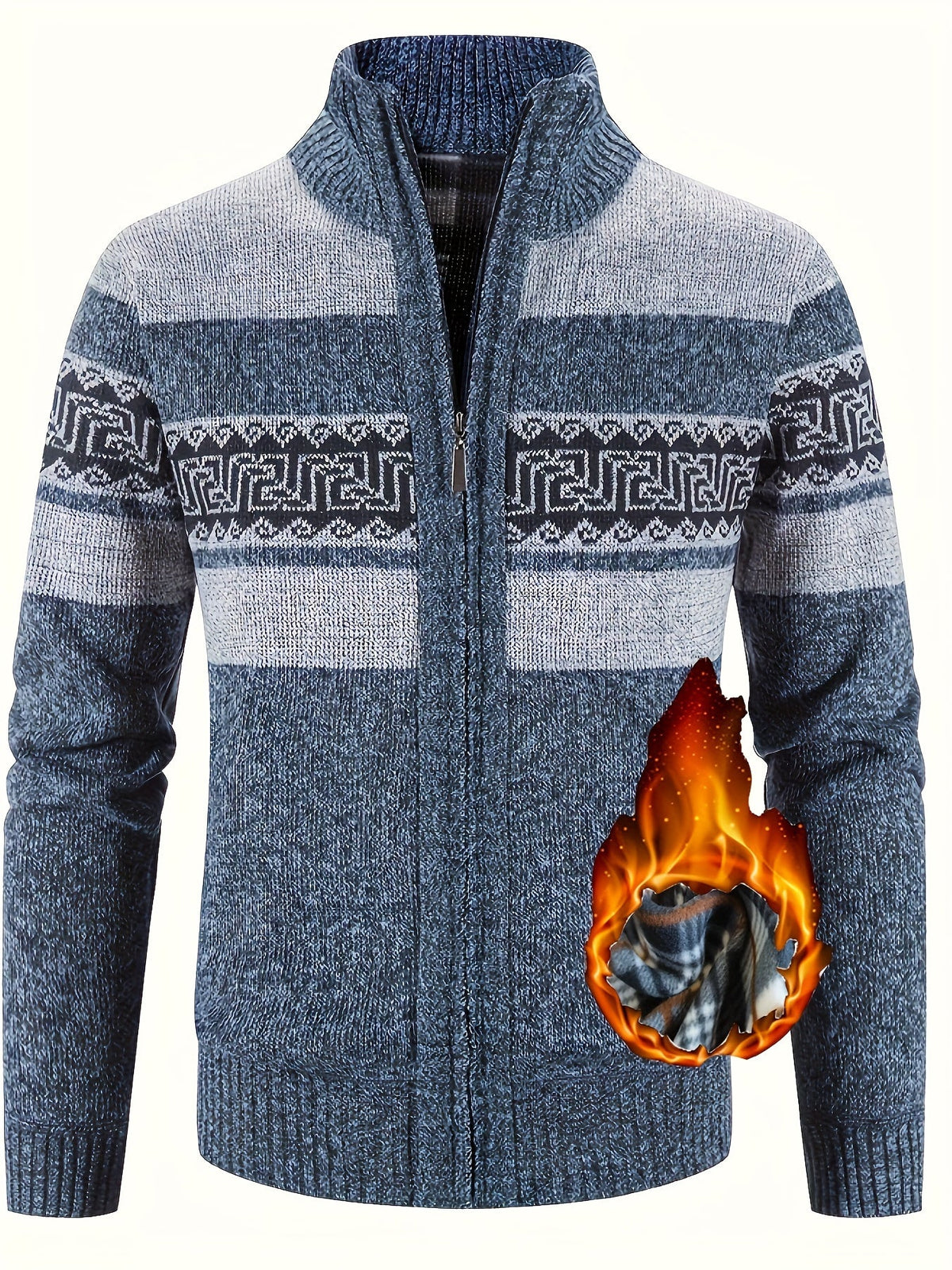 Women's Lined Zip-Front Knit Cardigan with Stand Collar