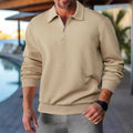 Men's Textured Half Zip Sweatshirt Smart Casual Polo Style