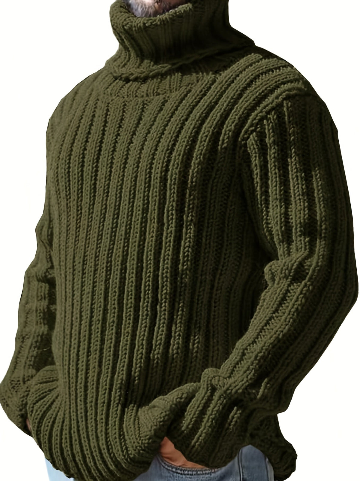 Women's High Neck Rib Texture Easy Fit Knit Pullover