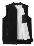Men's Sleeveless Fleece-Lined Layering Vest With Ribbed Hem - Black