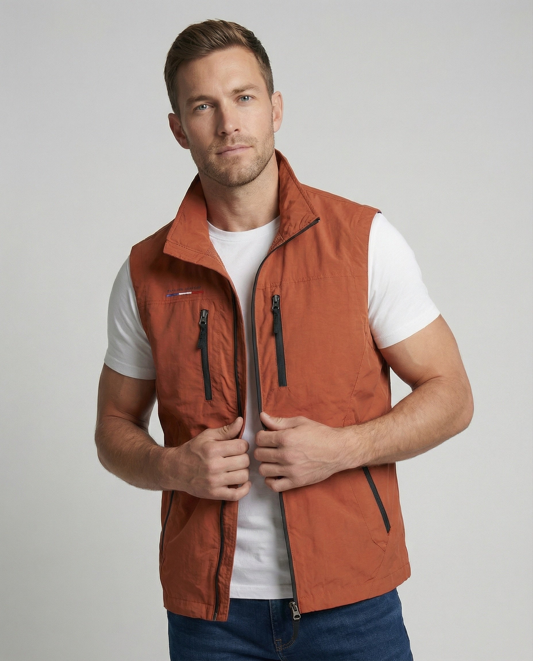 Men's Lightweight Utility Gilet Multi Pocket Zip Up Layer