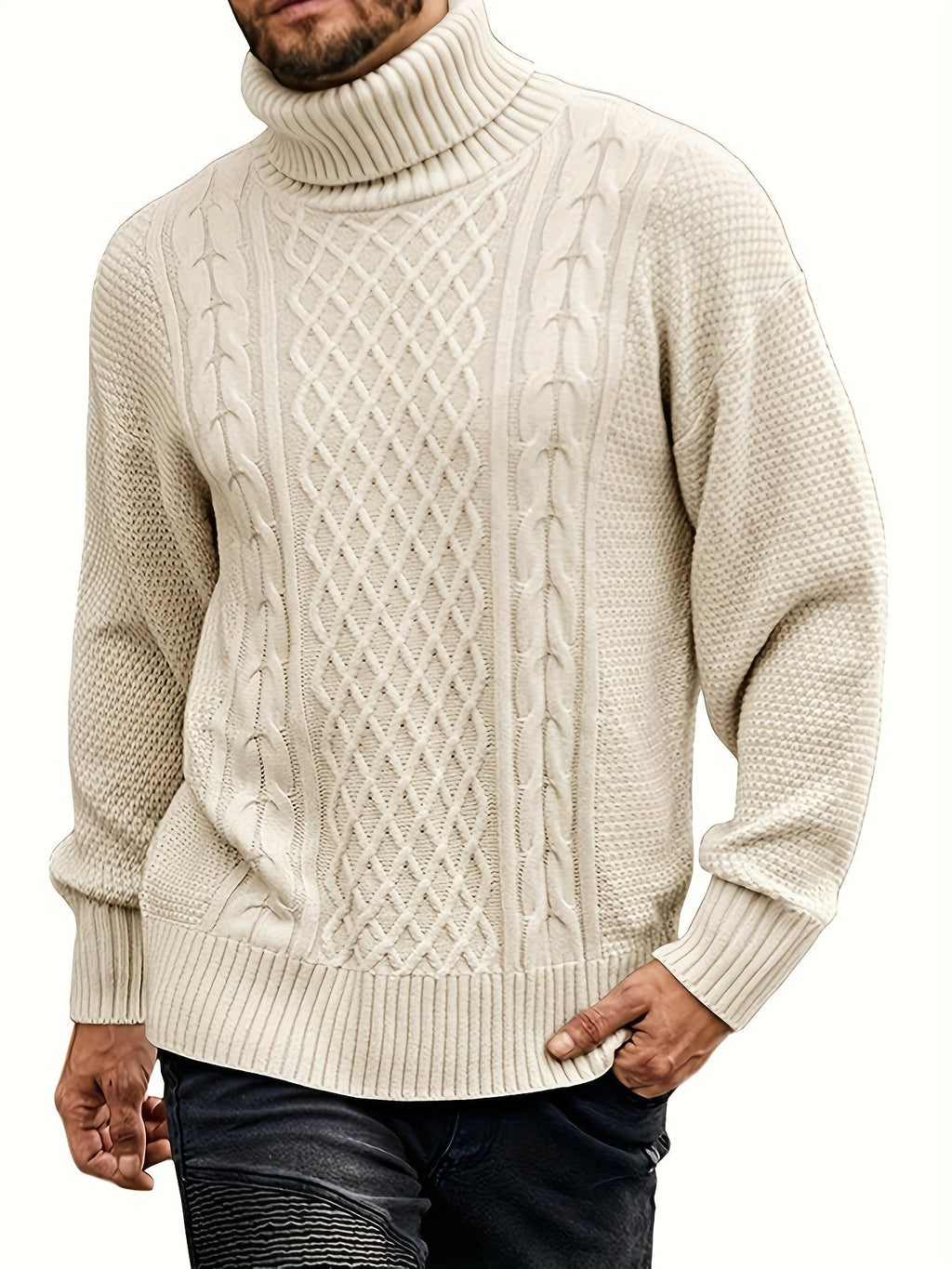 Women's Warm Turtleneck Cable Sweater in 2XL and 3XL