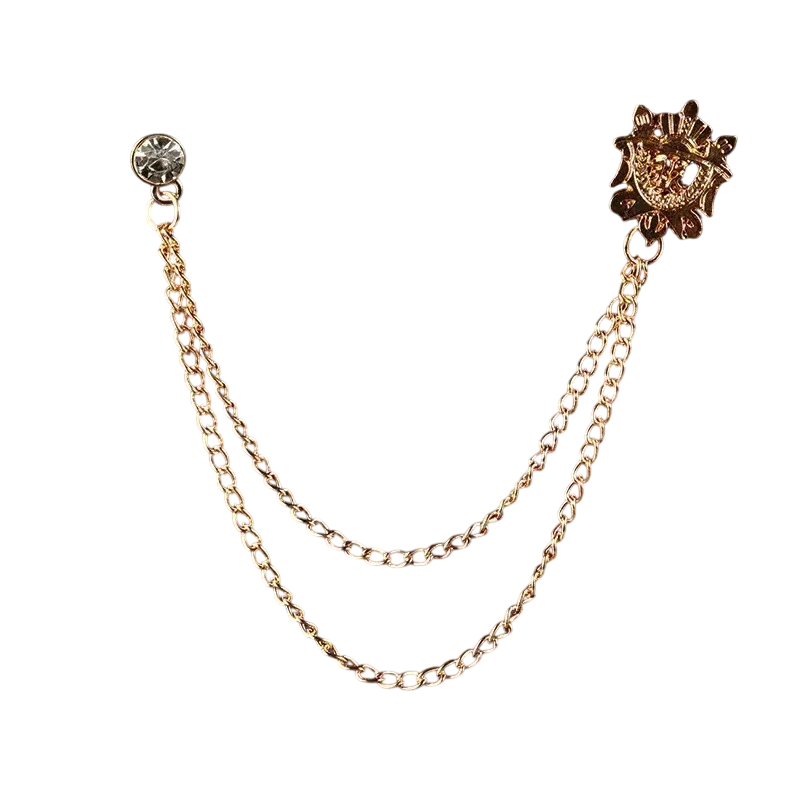 Men's Double Chain Brooch Vintage Inspired Accent for Jackets