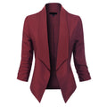 Women's Open-Front Blazer – Ruched-Sleeve Smart Layer