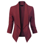 Women's Open-Front Blazer – Ruched-Sleeve Smart Layer