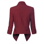 Women's Open-Front Blazer – Ruched-Sleeve Smart Layer