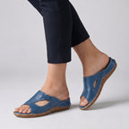 Women's Slip-On Flat Mule Sandal with Cut-Out
