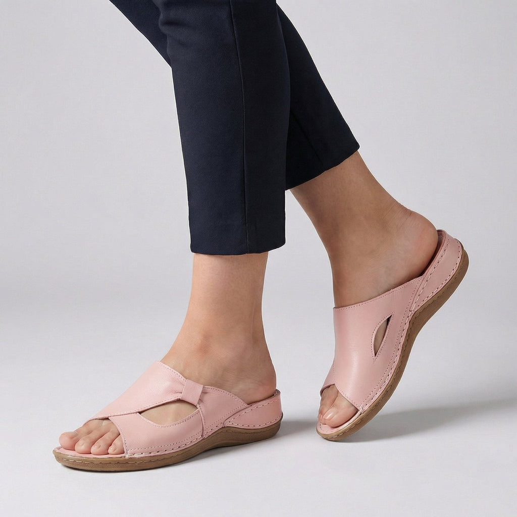Women's Slip-On Flat Mule Sandal with Cut-Out