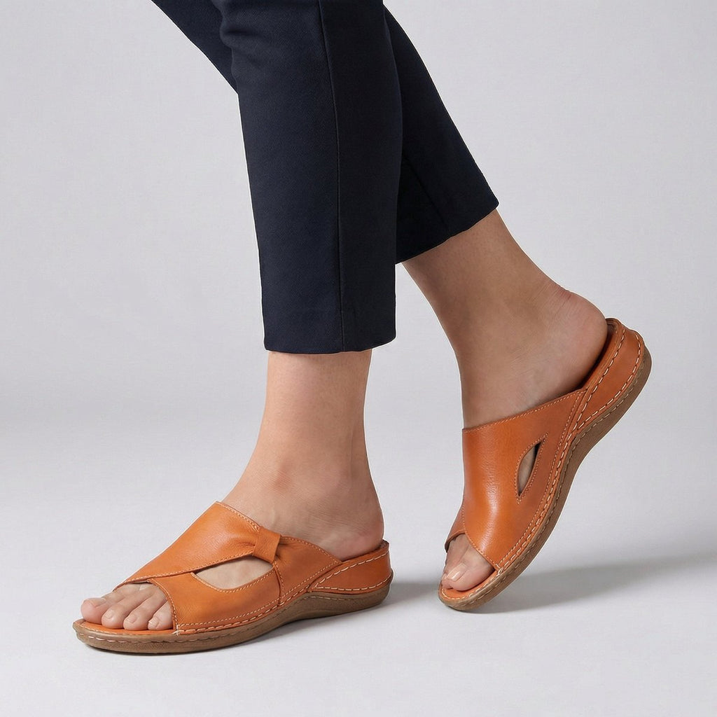 Women's Slip-On Flat Mule Sandal with Cut-Out