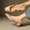 Women's Genuine Leather Almond-Toe Slingbacks - Khaki