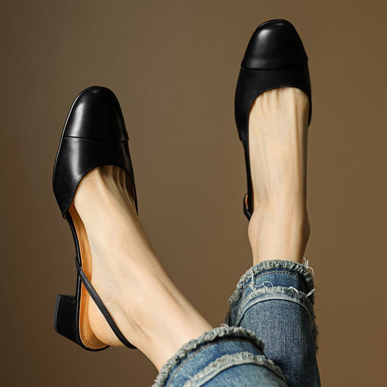 Women's Genuine Leather Almond-Toe Slingbacks