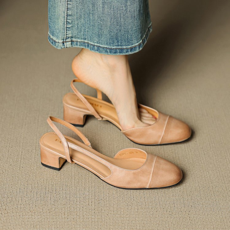 Women's Genuine Leather Almond-Toe Slingbacks