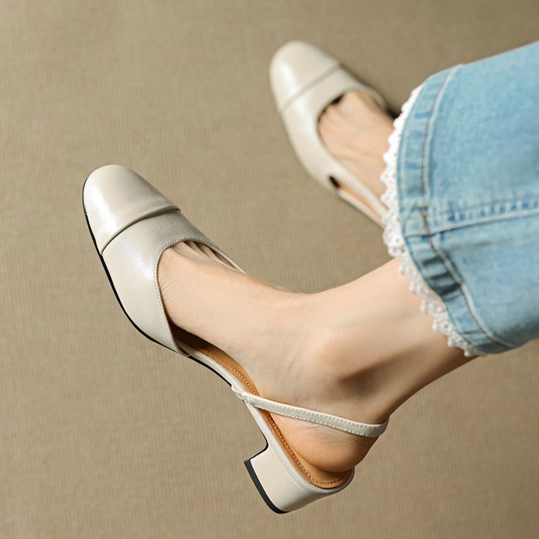 Women's Genuine Leather Almond-Toe Slingbacks