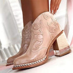 Women's Faux Leather Western Ankle Boots – Stable