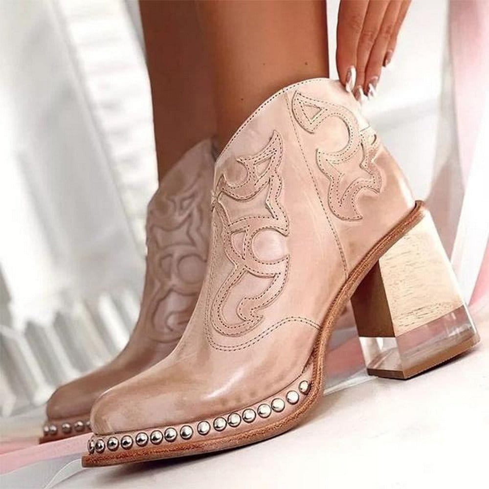 Women's Faux Leather Western Ankle Boots – Stable