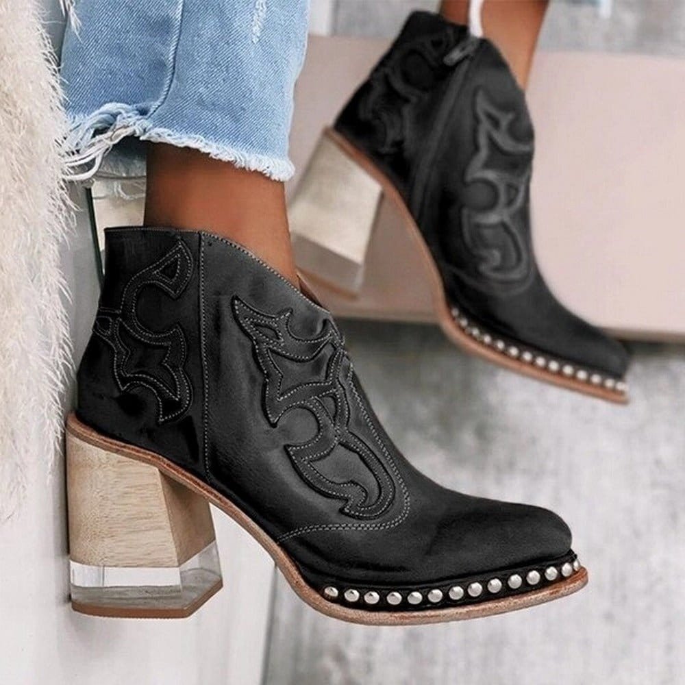 Women's Faux Leather Western Ankle Boots – Stable