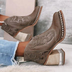 Women's Faux Leather Western Ankle Boots – Stable
