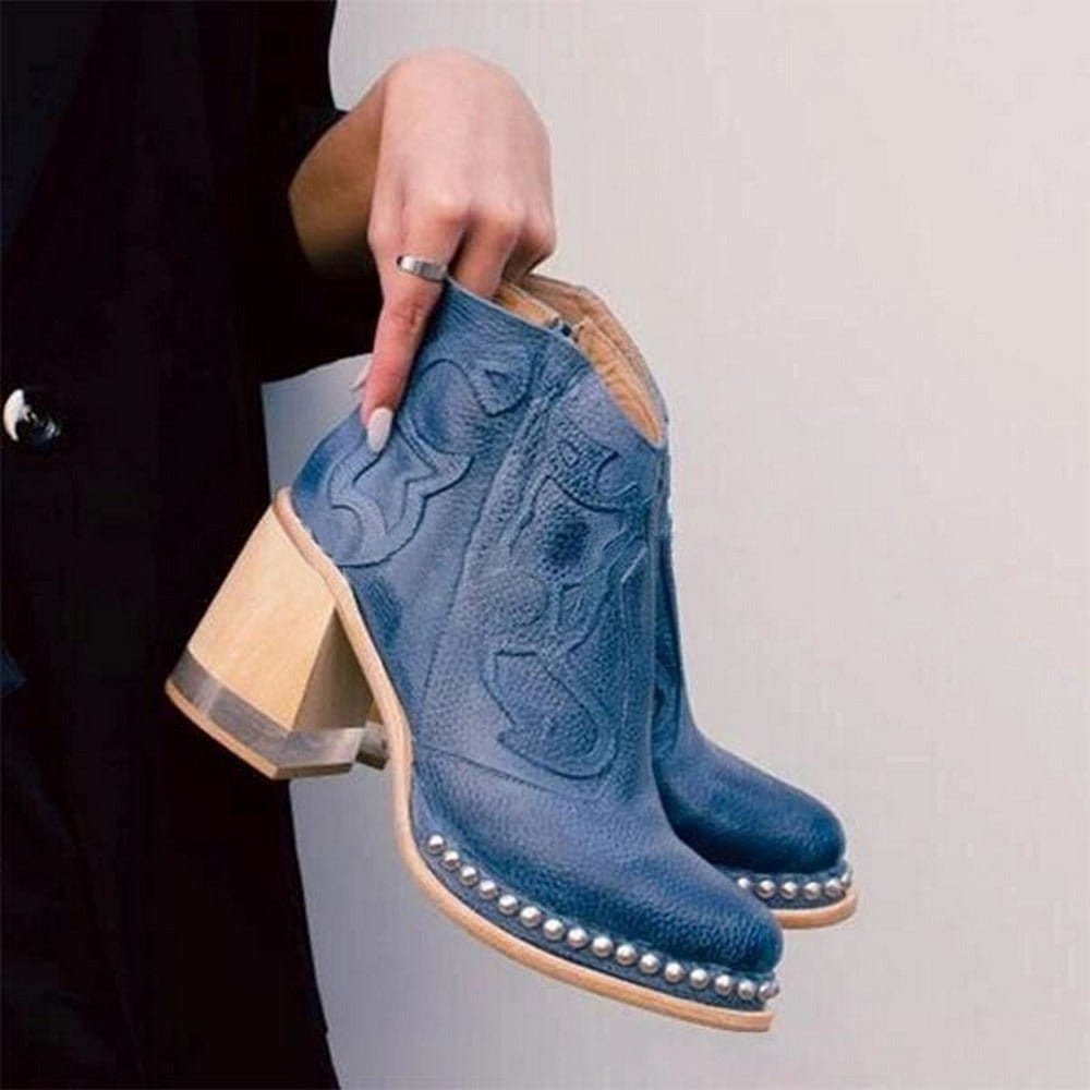 Women's Faux Leather Western Ankle Boots – Stable