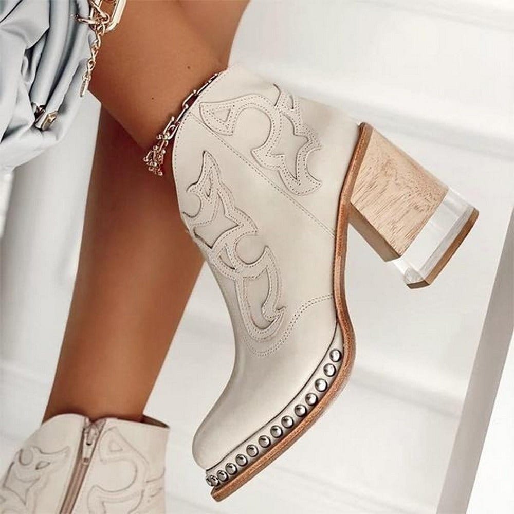 Women's Faux Leather Western Ankle Boots – Stable