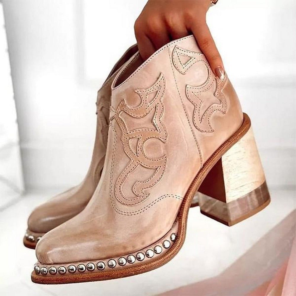 Women's Faux Leather Western Ankle Boots – Stable