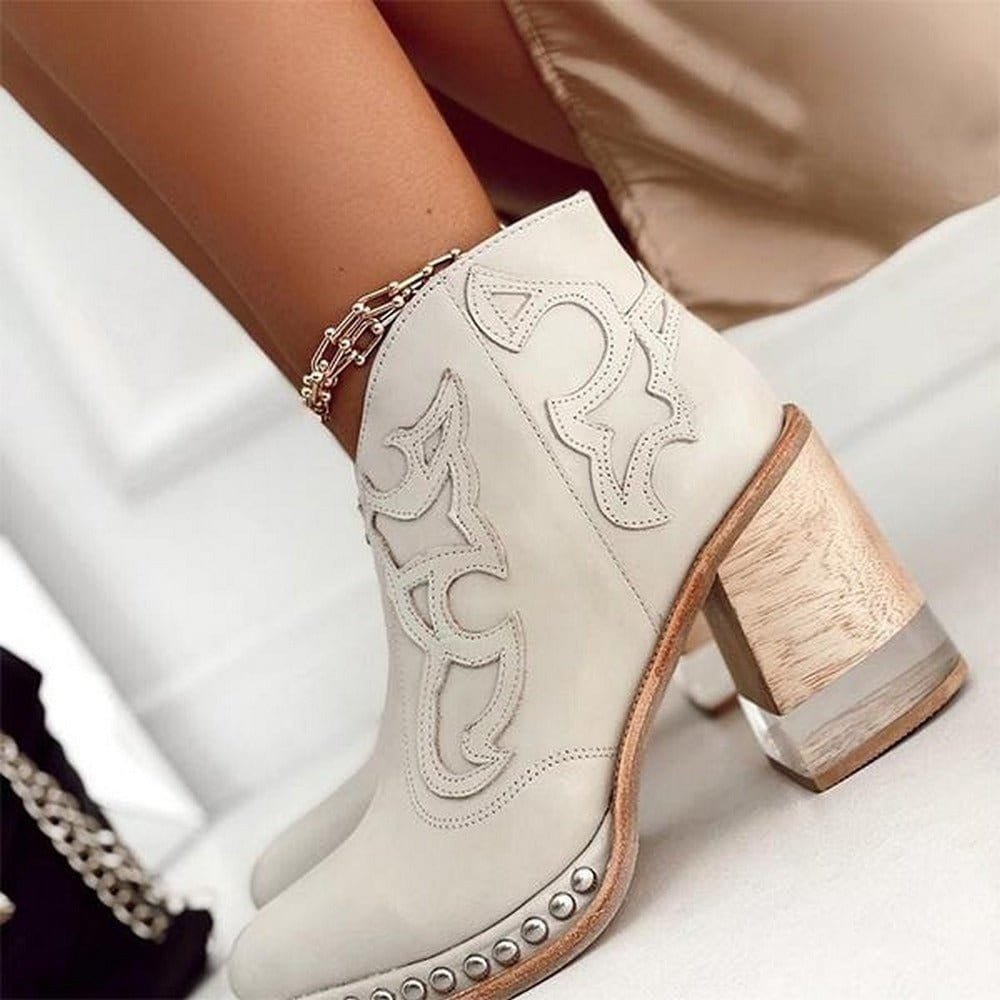 Women's Faux Leather Western Ankle Boots – Stable